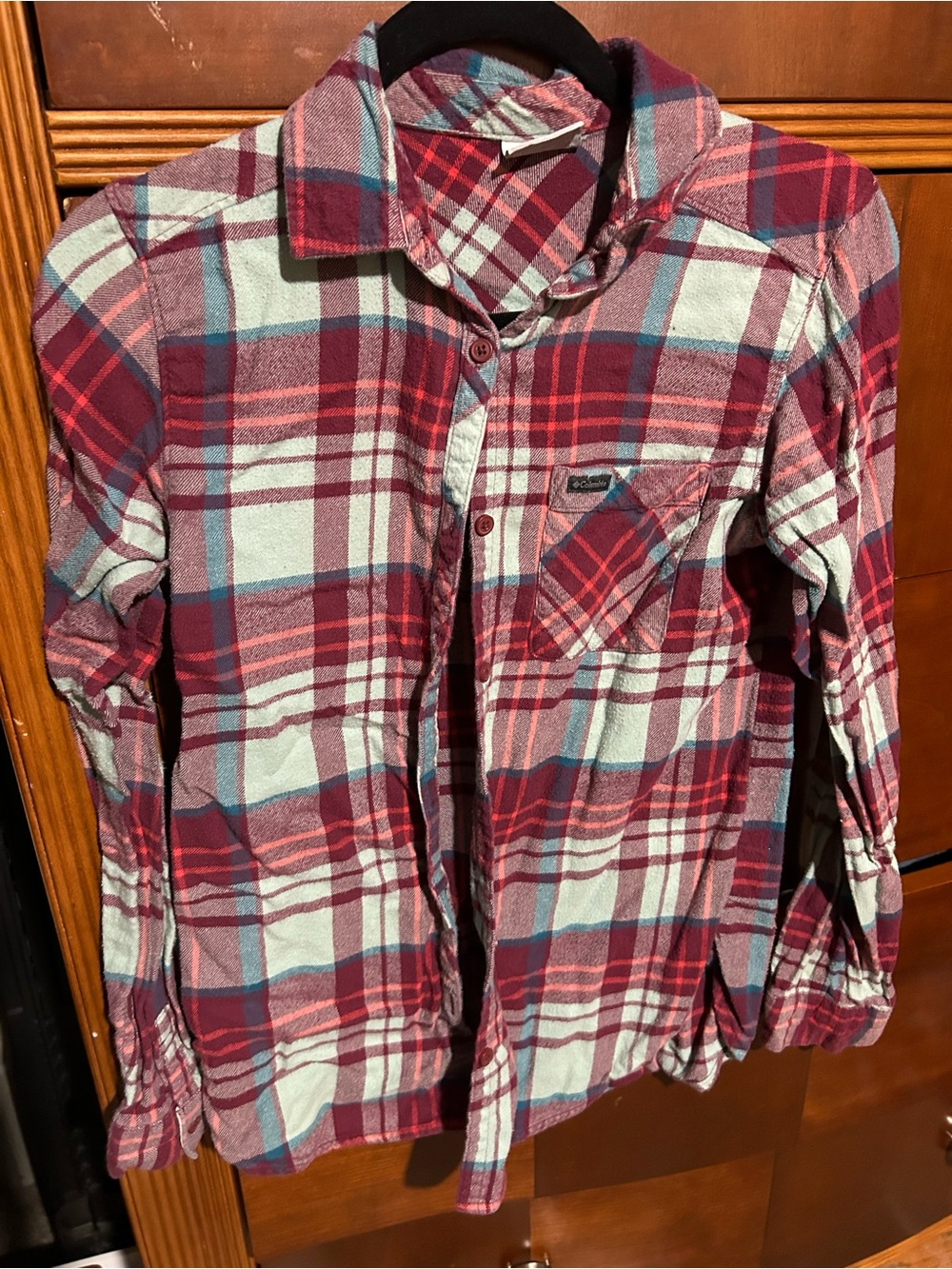 Women’s Pink and Red Plaid Button-Up Shirt - Casual Flannel